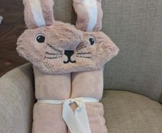 Pink plush animal hooded baby towel - new unused