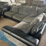Black/grey corner sofa with matching chair Image 3