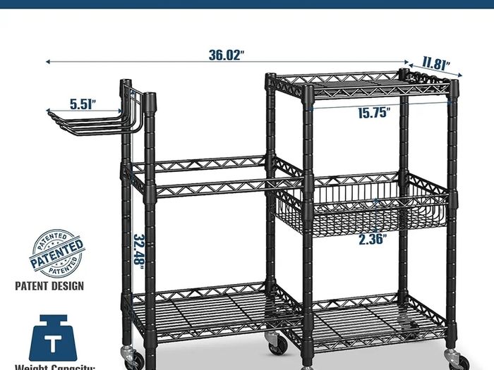 3-Tier Heavy Duty Carbon Steel Gym Storage Rack with Lockable Wheels  Hooks  Fitness Organizer for Dumbbells, Yoga Mats, Kettlebells  Resistance Bands 120KG Load for Home Gym