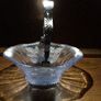 Art Deco Large Blue Glass Basket with Chrome handle Image 2