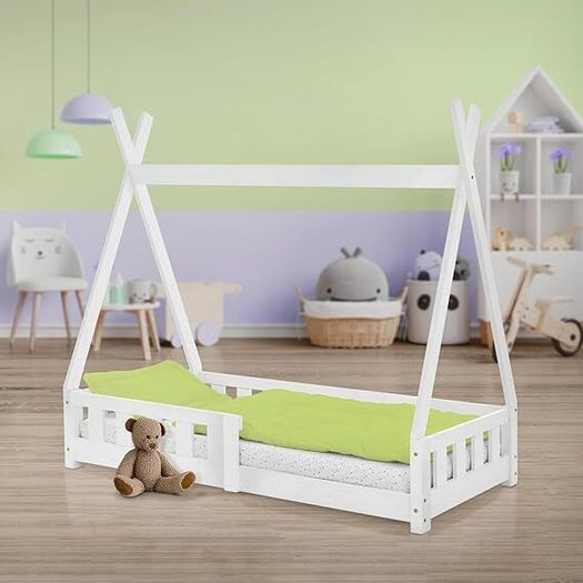 Children's Bed 70 x 140 cm, White with Fall Protection
