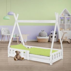 Children's Bed 70 x 140 cm, White with Fall Protection