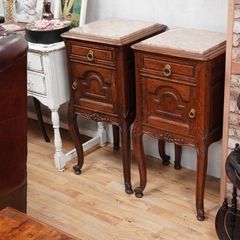 Pair of Antique French Oak Bedside Cabinets