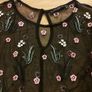 Bershka black mesh embroidered top size UK small Image 2