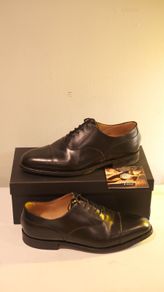 CHEANEY Harrington R Capped Oxford in Black Calf Leather | Rubber Sole