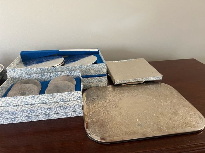 Silver plate table setting