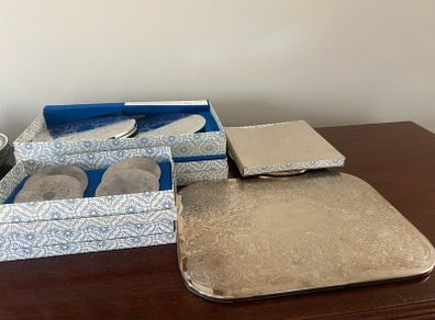 Silver plate table setting