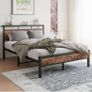Double Bed Frame with Wooden Storage Shelf Headboard Image 7