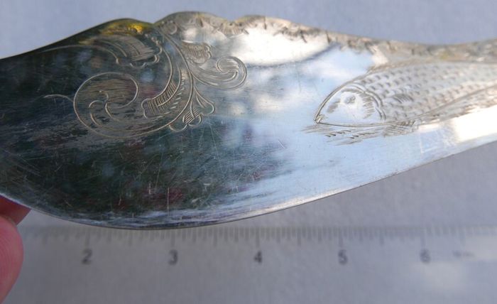 Antique Large Ornate Silver plate Fish server set McDowell's of Dublin Floral etched with original box