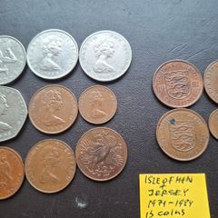 A Lot of 13 coins from Isle of Man & Jersey (1971-1984)
