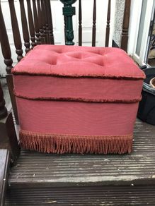 Large vintage Pouffe/Footrest/Stool on 4 castors