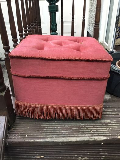 Large vintage Pouffe/Footrest/Stool on 4 castors