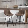 Set of 2 PU Leather Swivel Bar Stools - Brown Image 3