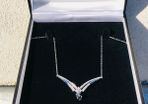 Brand New 9ct White Gold Sapphire & Diamond Necklace