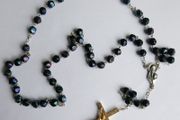 Vintage Rosary Black  Faceted Glass Beads