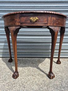Vintage Mahogany Demi-Lune Console Hall Table with Drawer