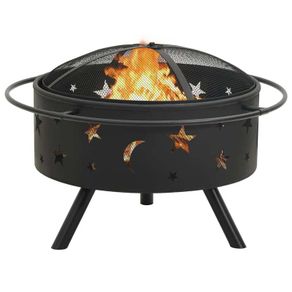 Fire Pit with Poker 64 cm XXL Steel