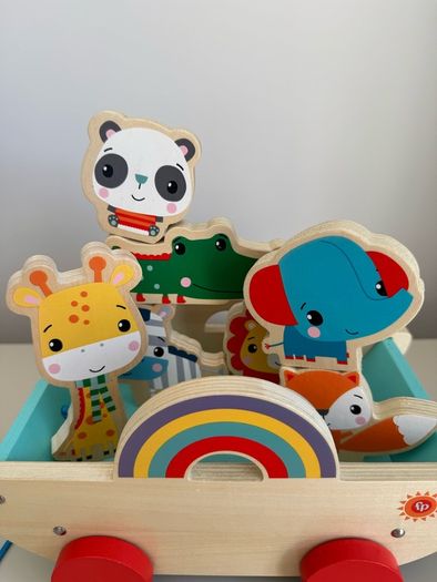 Wooden Animal Pull Along Cart