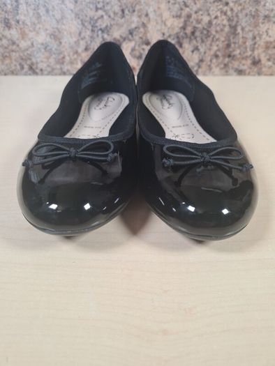 womens CLARKS Somerset Black leather ballerina flats shoes pumps Size UK 4.5 wide fit EU 37.5