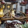 Rustic Antler Chandelier with Amber Glass Shades Image 5