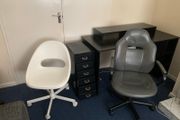Office table, 2 chairs and metal drawer for free to take today