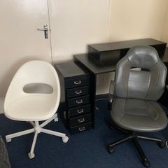Office table, 2 chairs and metal drawer for free to take today