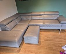 Natuzzi Editions Leather Corner Sofa with footstool