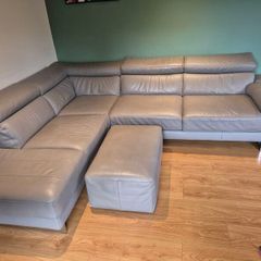 Natuzzi Editions Leather Corner Sofa with footstool