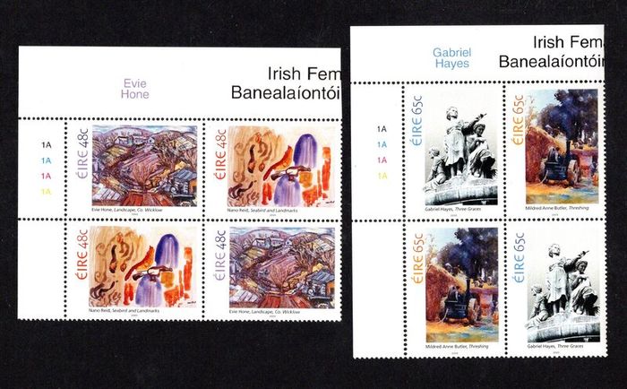 2005 Ireland Female Artists Commemorative Stamp Plate Blocks 1A1A1A1A Mint Never Hinged (MNH)