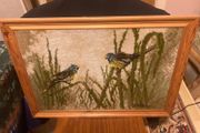 Hand woven tapestry of birds framed free postage