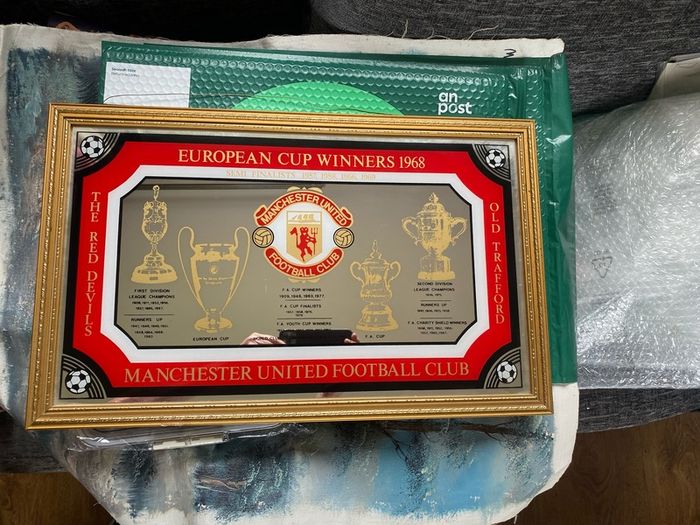 1968 Manchester United European Cup Winners Mirror Plaque