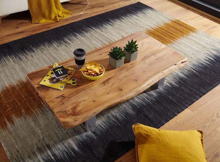 Solid Wood Live Edge Coffee Table  Rustic Modern Living Room Table