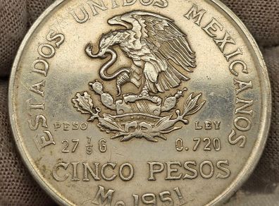 Mexico 1941 Silver  5 Pesos