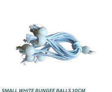 Small white bungee ball ties, 10cm (10 pk)