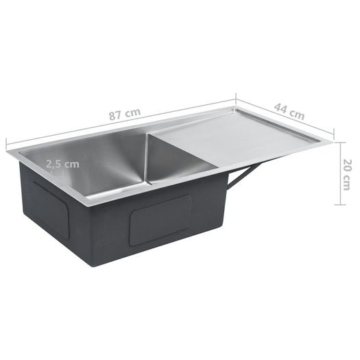 Handmade Kitchen Sink with Strainer Stainless Steel