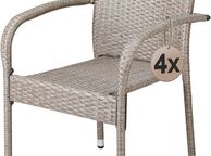 main image for ad Garden Chairs Set of 4 Stackable Polyrattan Outdoor Black Brtown Cream Grey