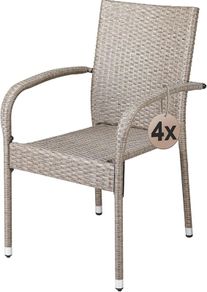 Garden Chairs Set of 4 Stackable Polyrattan Outdoor Black Brtown Cream Grey