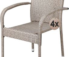 Garden Chairs Set of 4 Stackable Polyrattan Outdoor Black Brtown Cream Grey
