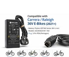 Brand new ORIGINAL Carrera Crossfire 36V 42v Output (PEN 3-pin) Phylion Battery Charger