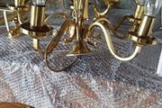 Vintage brass and crystal chandelier with matching wall lights