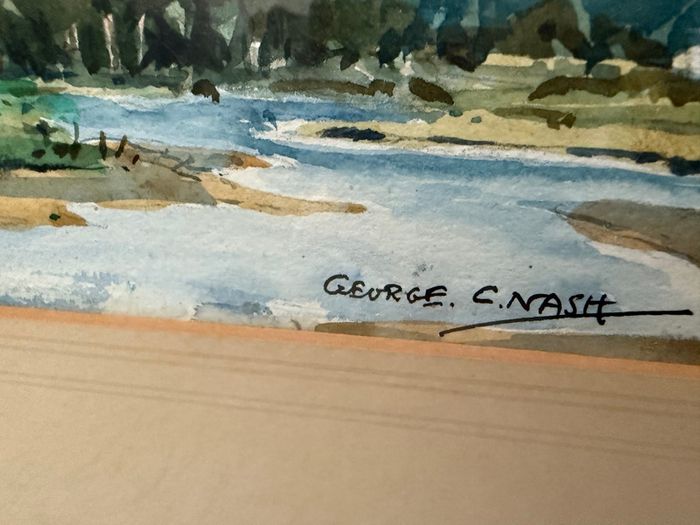 Original Irish Watercolour by George C. Nash (1897 to 1966) of Binevenagh & River Roe Estuary