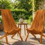 Set of 2 Folding Garden Chairs  Solid Acacia Wood Image 2