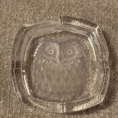 vintage Crystal D'Arques etched owl ashtray