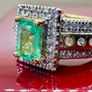 Emerald & Natural Zircon Ring Image 9