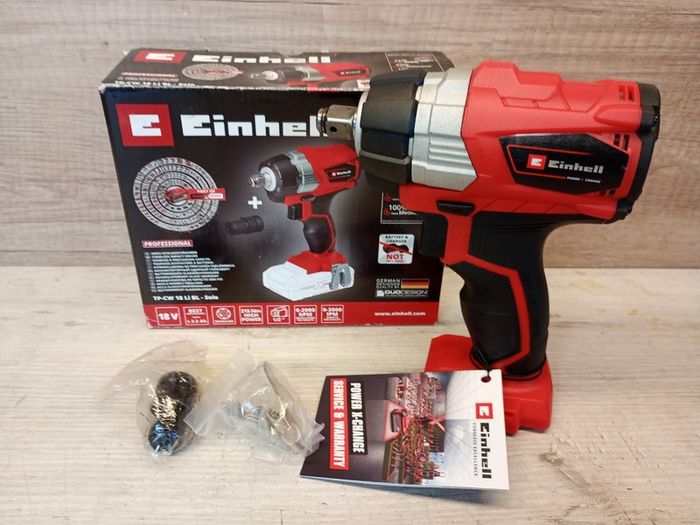 Einhell Professional Cordless Impact Wrench TP-CW 18 Li BL Solo Power X-Change (18 V, 215 Nm, Brushless, External Square Socket, Bit Adapter, LED Light, Battery Not Included)