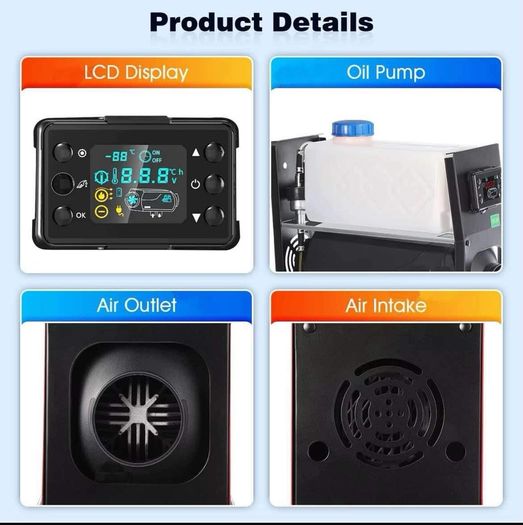 12V Parking Heater 5-8kw adjustable Heater LCD Thermostat Air Diesel kerosene Heater Fast Heating For Truck Boat Motorhomes