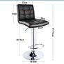 Adjustable Bar Chairs Breakfast Dining Stools for Kitchen Island Counter PU Leather Square Back (Black) Image 3
