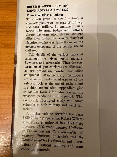 Military  history book: 'British artillery on land and sea 1790-1820"