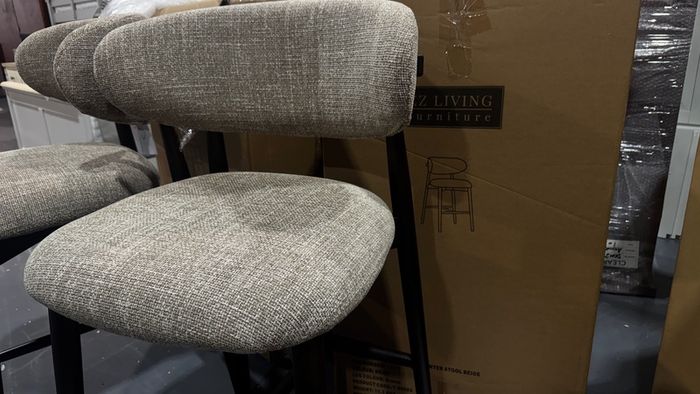 4 x Beige Fabric Counter Bar Stools Like New