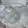 Vintage-Cut Crystal Bowl radial starburst or pinwheel/sunburst,motifs with geometric a serrated/sawtooth rim. Image 5